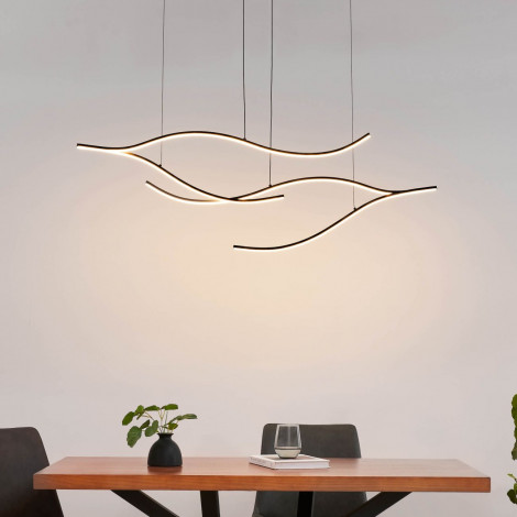 Longue suspension LED dimmable vagues noires lumineuses 112 cm - Portofino|Lustre|Kosilum