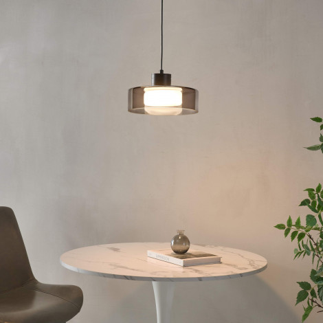 Suspension noire minimaliste verre fumé et LED intégrée - Valdo|Suspensions|Kosilum