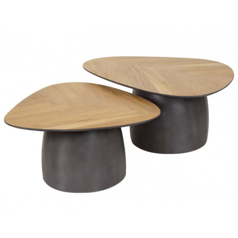 Hoani - lot de 2 tables basses - bois et métal - 90 et 75 cm|Table Basse|BestMobilier