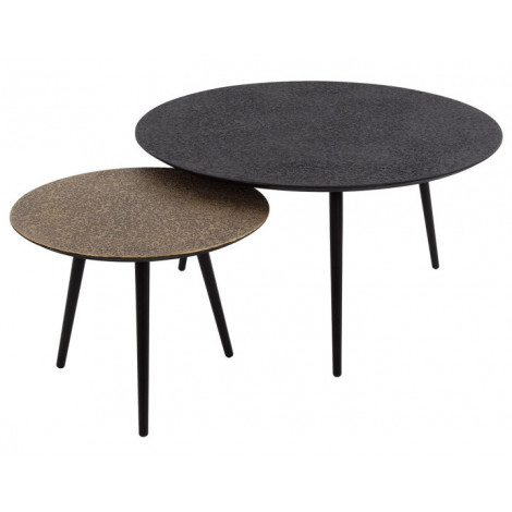 Kahoni - lot de 2 tables basses - doré et noir - 74 et 58 cm|Table Basse|BestMobilier
