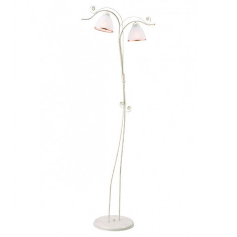Lampadaire Retro Verre,acier blanc 2 ampoules 158cm|Lampadaire|Luminaire Center