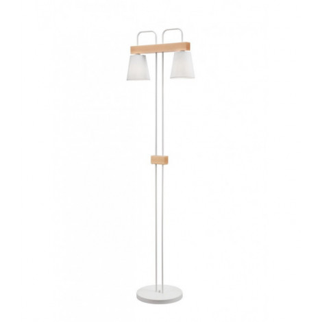 Lampadaire Enrico Bois,acier,tissu blanc 2 ampoules 170cm|Lampadaire|Luminaire Center