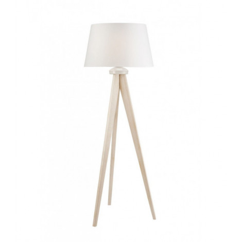 Lampadaire trepied Aida Bois,acier,tissu Vieux blanc 1 ampoule 114cm|Lampadaire|Luminaire Center