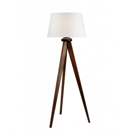 Lampadaire trepied Aida Bois,acier,tissu Noyer de chêne 1 ampoule 114cm|Lampadaire|Luminaire Center