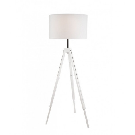 Lampadaire trepied Floor Bois,acier,tissu blanc 1 ampoule 110-160cm|Lampadaire|Luminaire Center
