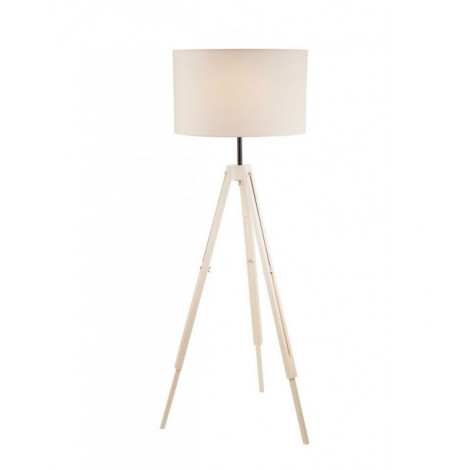 Lampadaire trepied Floor Bois,acier,tissu Crème 1 ampoule 110-160cm|Lampadaire|Luminaire Center