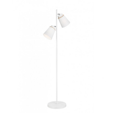 Lampadaire Agustino Bois,acier,tissu blanc 2 ampoules 53cm|Lampadaire|Luminaire Center