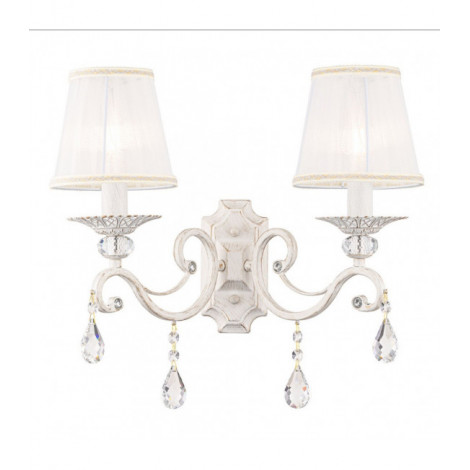 Lampe avec abat jour Grace blanc avec de l'or 2 ampoules 39cm|Lampes à poser|Luminaire Center