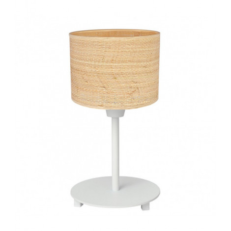 Lampe de table Abba Rotin,fer Roard blanc,naturel 1 ampoule 40cm|Lampes à poser|Luminaire Center