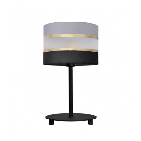 Lampe de table Helen Tissu,Fer Noir,or,gris 1 ampoule 40cm|Lampes à poser|Luminaire Center