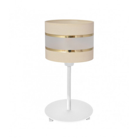 Lampe de table Helen Tissu,Fer blanc,or,ecru 1 ampoule 40cm|Lampes à poser|Luminaire Center