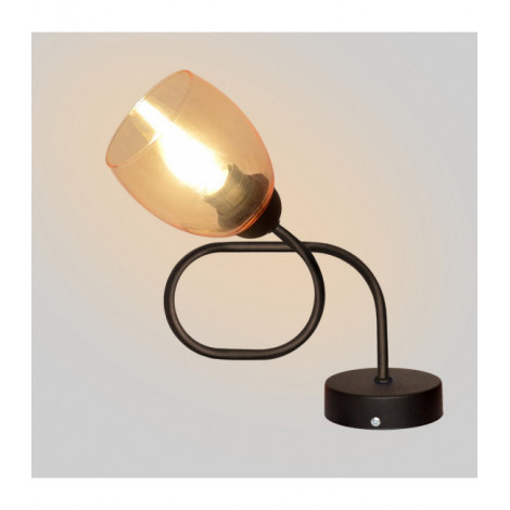 Lampe de table Marietta Verre,Fer Noir,ambre 1 ampoule 18cm|Lampes à poser|Luminaire Center