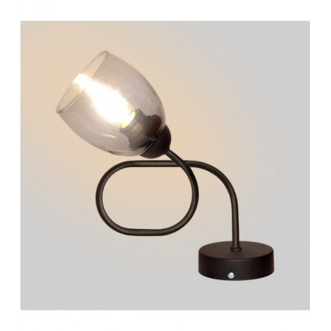 Lampe de table Marietta Verre,Fer Noir,fumé 1 ampoule 18cm|Lampes à poser|Luminaire Center