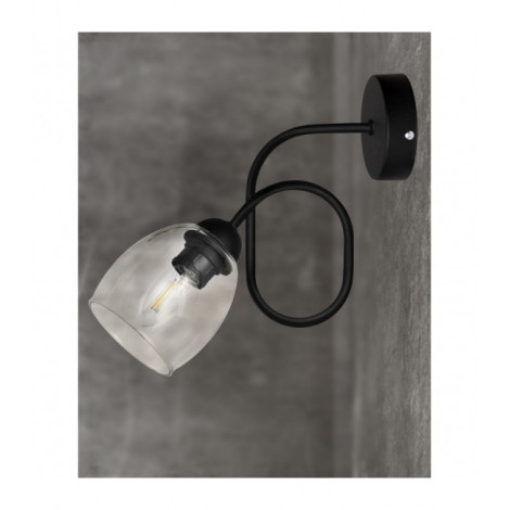 Lampe de table Marietta Verre,Fer Noir,transparent 1 ampoule 18cm|Lampes à poser|Luminaire Center