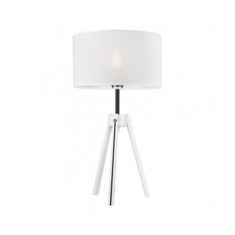 Lampe de table Sofia Bois,acier,tissu blanc 1 ampoule 62cm|Lampes à poser|Luminaire Center