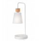 Lampe de table Enrico 1 ampoule Bois,acier,tissu blanc|Lampes à poser|Luminaire Center