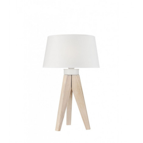Lampe de table Aida Bois,acier,tissu Vieux blanc 1 ampoule 50cm|Lampes à poser|Luminaire Center