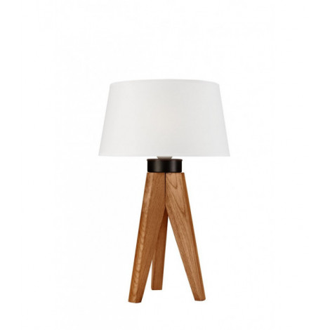 Lampe de table Aida Bois,acier,tissu Chêne rustique 1 ampoule 50cm|Lampes à poser|Luminaire Center