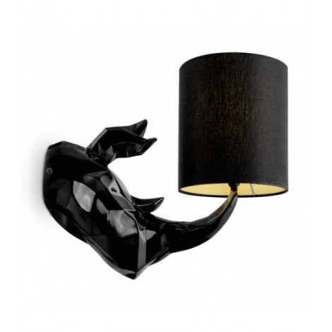 Lampe avec abat jour Nashorn Coton,polyrésine Noir 1 ampoule 30cm|Lampes à poser|Luminaire Center