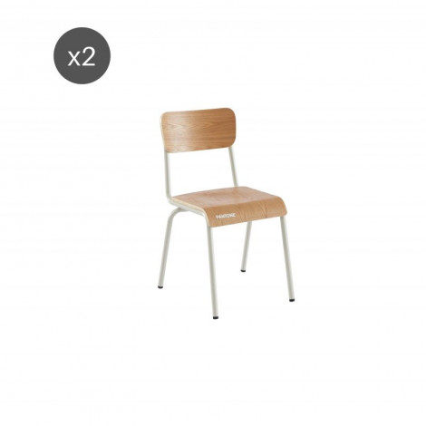 Lot de 2 chaises PANTONE beige sable et placage frêne pieds métal|Chaise|Baita Home