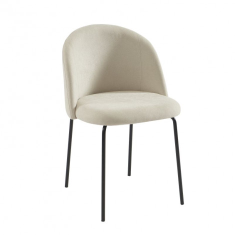 Lot de 2 chaises ABBY tissu beige pieds en métal noir|Chaise|Baita Home