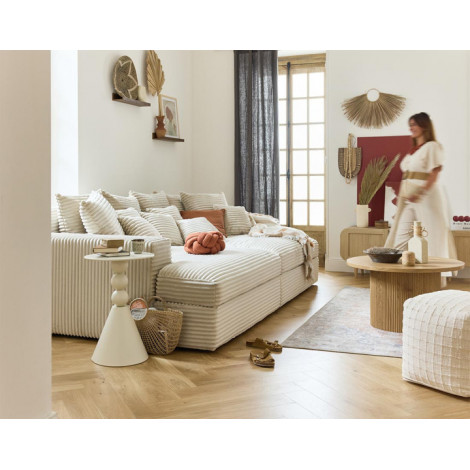 Collins - canapé droit 4 places avec double méridienne - velours côtelé grosses côtes|Canape|BestMobilier