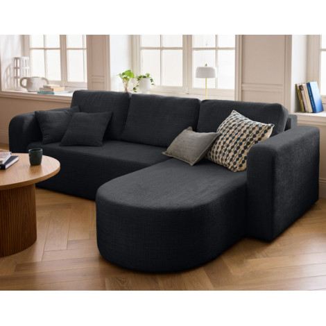 Miro - canapé d'angle réversible - 4 places - convertible avec coffre - en velours texturé|Canape|BestMobilier