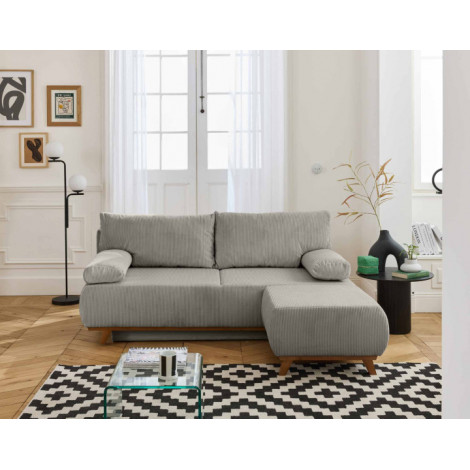 Cristal - canapé 3 places - convertible avec coffre et pouf - en velours côtelé|Canape|BestMobilier