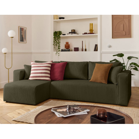 Topaze - canapé d'angle déhoussable réversible 4 places en velours côtelé|Canape|BestMobilier