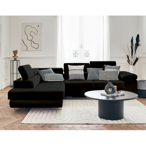 Pablo - canapé d'angle gauche - 5 places - convertible avec coffre et têtières réglables - en velours|Canape|BestMobilier