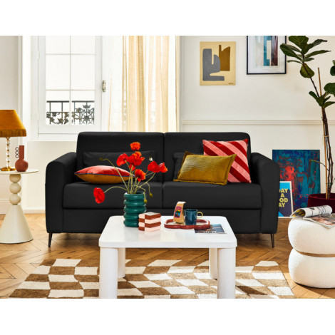 Owen - canapé 3 places convertible couchage quotidien matelas 12 cm en cuir vegan|Canape|BestMobilier