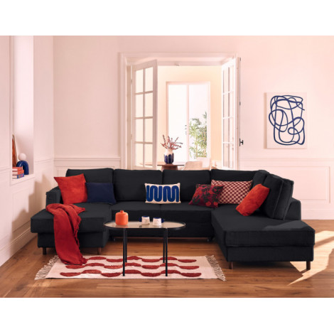 Jake - canapé panoramique d'angle droit 7 places convertible avec coffre en fausse fourrure|Canape|BestMobilier