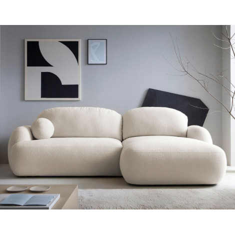 Berenice - canapé d'angle droit 4 places convertible avec coffre en tissu bouclette|Canape|BestMobilier