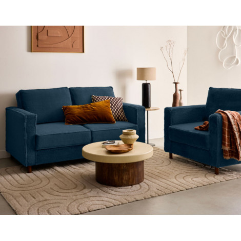 Jake - fauteuil en fausse fourrure - pieds en bois foncé|Canape|BestMobilier