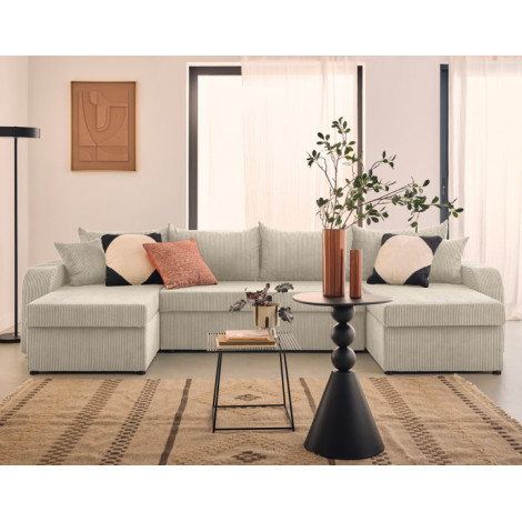 Valos - canapé panoramique en U - 7 places - convertible avec coffres - en velours côtelé|Canape|BestMobilier