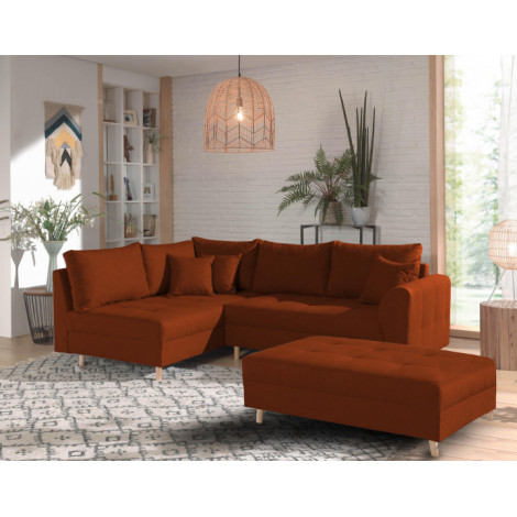 Rune - canapé d'angle - avec pouf d'appoint - 4 places - style scandinave - gauche|Canape|BestMobilier