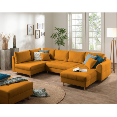 Rune - canapé panoramique avec pouf d'appoint - 7 places - style scandinave - gauche|Canape|BestMobilier