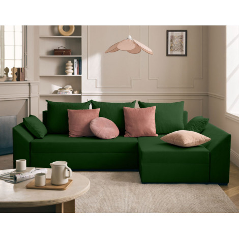 Mike - canapé d'angle réversible - 4 places - convertible avec coffre - en velours|Canape|BestMobilier