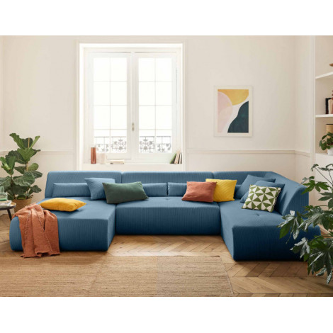 Onyx - canapé panoramique modulable d'angle droit 7 places - en velours côtelé|Canape|BestMobilier