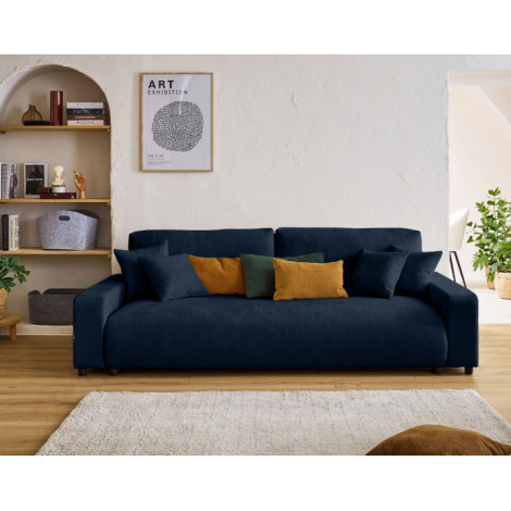 Pivoine - canapé droit 3 places - convertible avec coffre - en velours texturé|Canape|BestMobilier