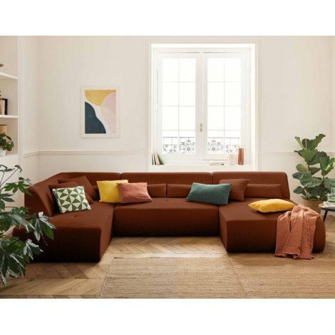 Onyx - canapé panoramique modulable d'angle gauche 7 places - en velours côtelé|Canape|BestMobilier
