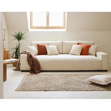 Pivoine - canapé droit 3 places - convertible avec coffre - en velours côtelé|Canape|BestMobilier