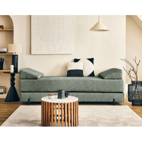 Brescia - banquette 3 places convertible en tissu velours relief|Canape|BestMobilier