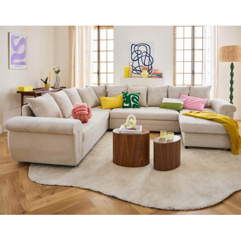 Henry - canapé panoramique convertible - avec coffre - en velours côtelé - 7 places|Canape|BestMobilier