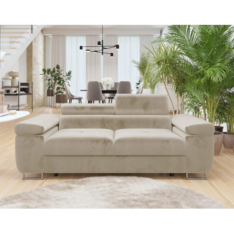 Pablo - canapé droit 2 places avec têtières ajustables - en velours|Canape|BestMobilier