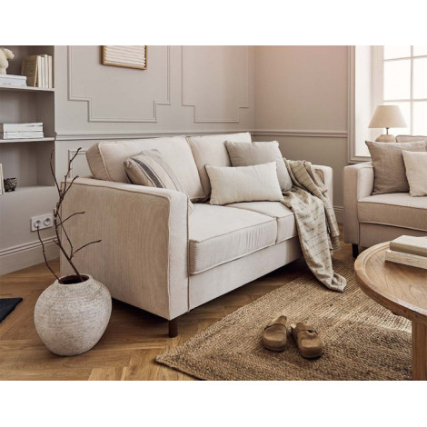 Jake - canapé 2 places en velours côtelé - pieds bois foncé|Canape|BestMobilier