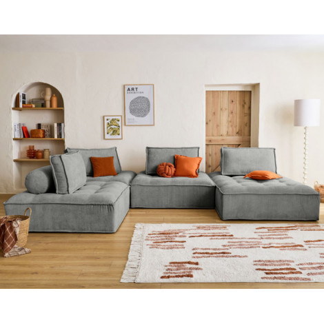 Marisol - canapé panoramique modulable 7 places - velours texturé|Canape|BestMobilier