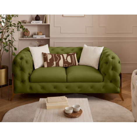Camden - canapé 2 places chesterfield en velours - pieds en métal doré|Canape|BestMobilier