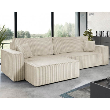 Cezanne - canapé d'angle réversible 5 places convertible avec coffre en velours côtelé|Canape|BestMobilier