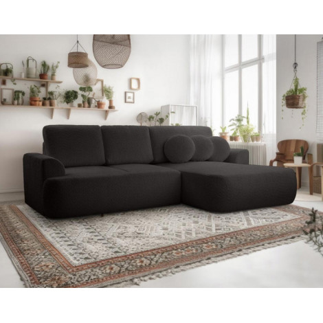 Candela - canapé d'angle droit 4 places - convertible avec coffre - en tissu bouclette|Canape|BestMobilier